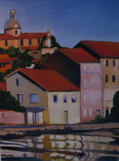 Italian Village Painting in Progress