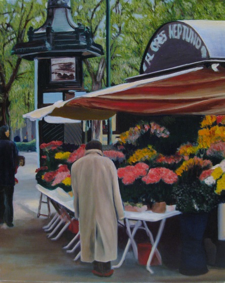 Madrid Flower Stand/Madrid Flower Stand Painting by Shelley Rygg