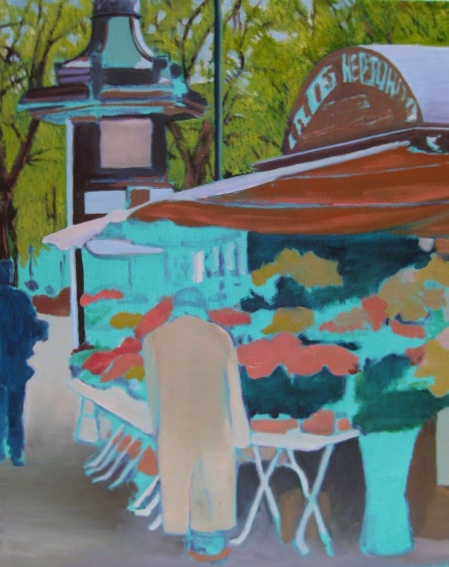 Madrid Flower Stand Painting in Progress