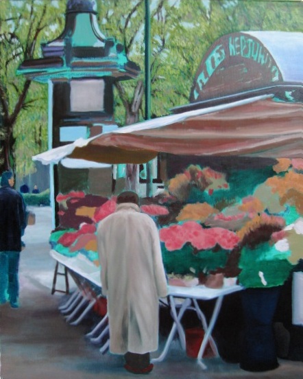 Madrid Flower Stand Painting in Progress