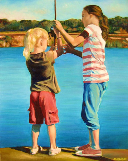 Pasadena Kids Fishing in St Malo by Shelley Rygg