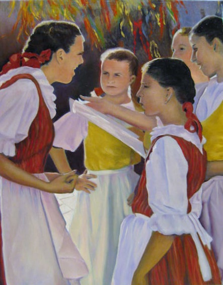 Prague Easter Festival Dancers Painting in Progress