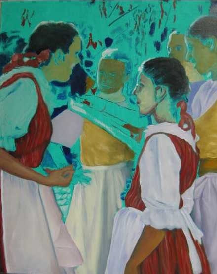 Prague Dancers Painting in Progress