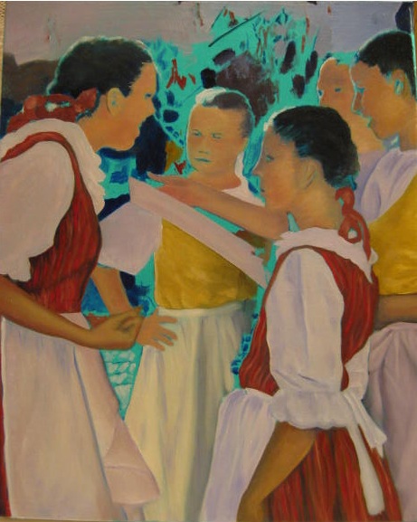 Prague Dancers Painting in Progress