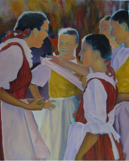 Prague Dancers Painting in Progress