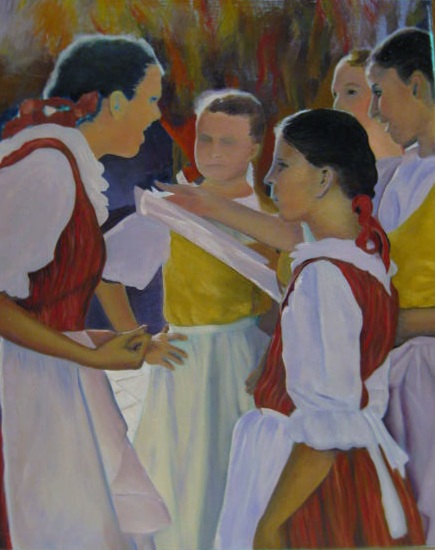 Prague Dancers Painting in Progress