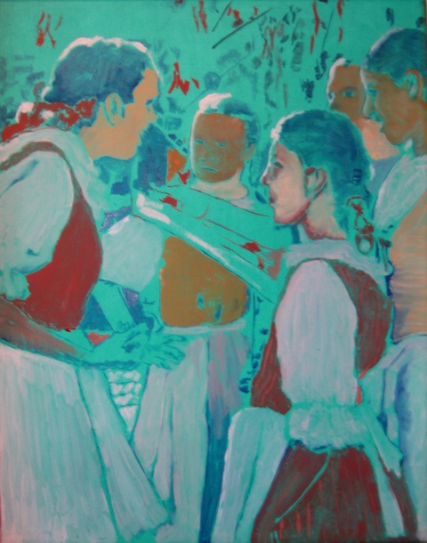 Prague Dancers Painting in Progress
